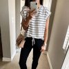 Fashion Casual Round Neck Striped Printed Batwing Sleeve Women Tshirt Summer Women Tops Short Sleeve Women Tshirt - Takalr