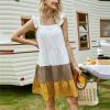 Fashion Casual Square Collar Ruffled Sleeveless Patchwork Loose Women Mini Dress Summer Dress Women - Takalr