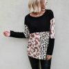 Fashion Long Sleeve Women Round Neck Leopard Patchwork Long Sleeve Women Blouse Fall Clothing Women Tops and Shirt - Takalr