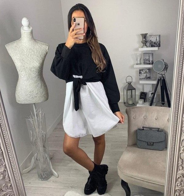 Fashion Round Neck Bow Bandage Patchwork  Long Sleeve Bandage Dress Casual Long Sleeve Women Shirt Dres  Shirt Dress Women - Takalr