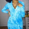 Fashion Sexy Long Sleeve Turtleneck Zipper Tie Dye Skinny Women Dress Sexy Women Bodycon Dress Sexy Dress - Takalr