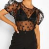 Fashion Sexy Round Neck Polka Dot See Through Women Tshirt Sexy See Through Women Tops Summer Tees Sexy Tops Women - Takalr