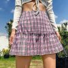 Fashion Summer Casual Ruffled Plaid Women Mini Skirt Summer Women Plaid Skirt Summer Women Clothing - Takalr