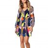 Fashion Womens Long Sleeve Dress Maple Leaf Printed Swing Loose Comfy Casual Dress A-line Fashion Dress#D3 - Takalr