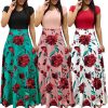 Flower printed long dress Women short sleeve high waist plunge dresses Autumn fashion bohemian dresss Boho maxi vestido - Takalr