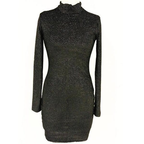 Glitter long sleeve party dress Women Diamonds shinny bodycon dresses Winter black velvet christmas dress vestidos verano - Takalr