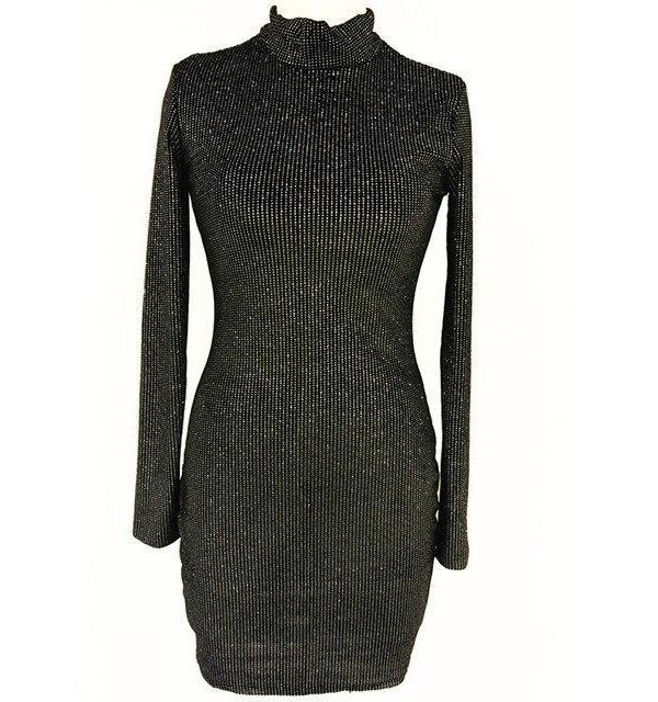 Glitter long sleeve party dress Women Diamonds shinny bodycon dresses Winter black velvet christmas dress vestidos verano - Takalr