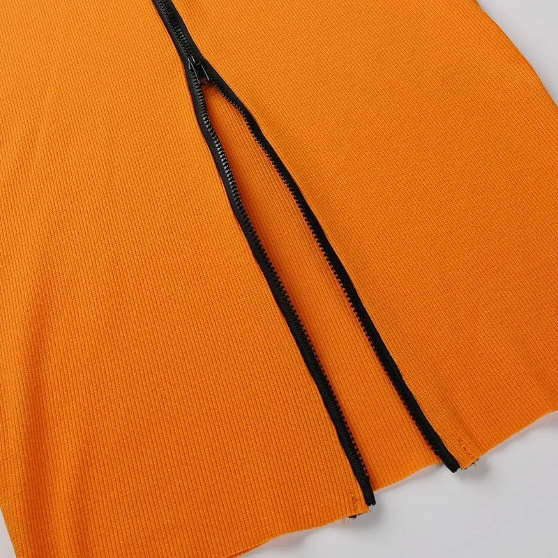 Sexy Zip Up Sleeveless Bodycon Dress Fashion Elegant Solid Ribbed Knitted Long Dresses for Women Fall C76-CC26 - Image 13