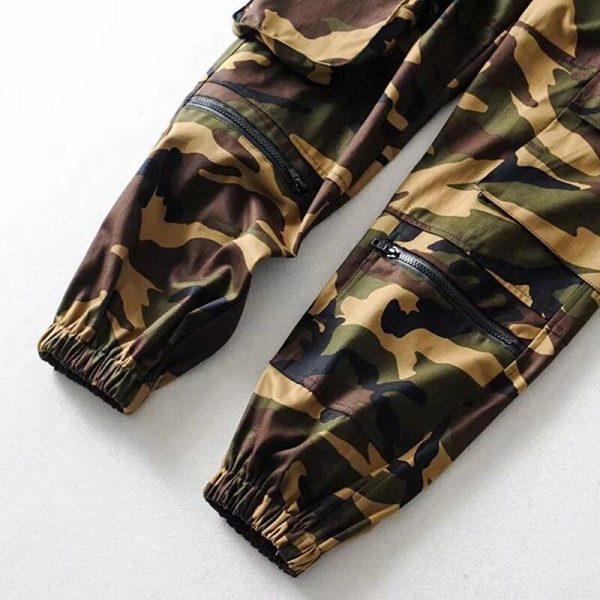 Spring Big Pocket Handsome Cargo Pants Zipper High Waist Camouflage Casual Streetwear Trousers Hip Hop Loose Sport Pants - Takalr