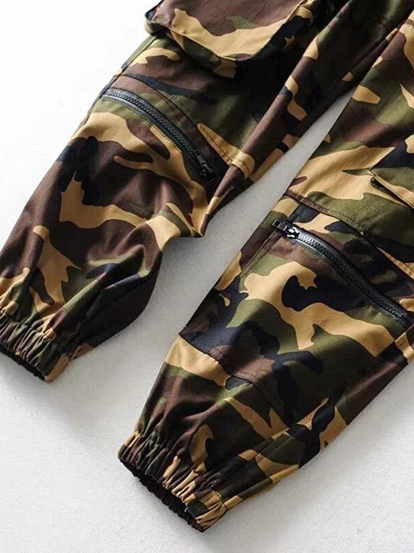 Spring Big Pocket Handsome Cargo Pants Zipper High Waist Camouflage Casual Streetwear Trousers Hip Hop Loose Sport Pants - Takalr