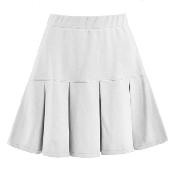 Sweetown White Solid Pleated Skirts Womens Preppy Style High Waist Casual 90s Mini Skirt Woman 2020 Y2K Fashion Streetwear - Takalr