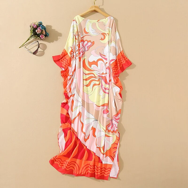 Women's Runway Dresses O Neck Batwing Sleeves Knitted Printed Elegant Long Autumn Robes Dresses Vestidos - Image 9