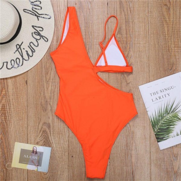 5 Colors Colorful Sexy Asymmetrical Women Swimwear One Piece Swimsuit Female Leopard Bather Bathing Suit Swim - Takalr