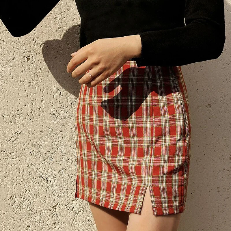 Fashion Plaid Preppy Style A-Line Mini Skirt Classic Elegant High Quality Sexy Split Hip Skirt Autumn Arrival - Image 11