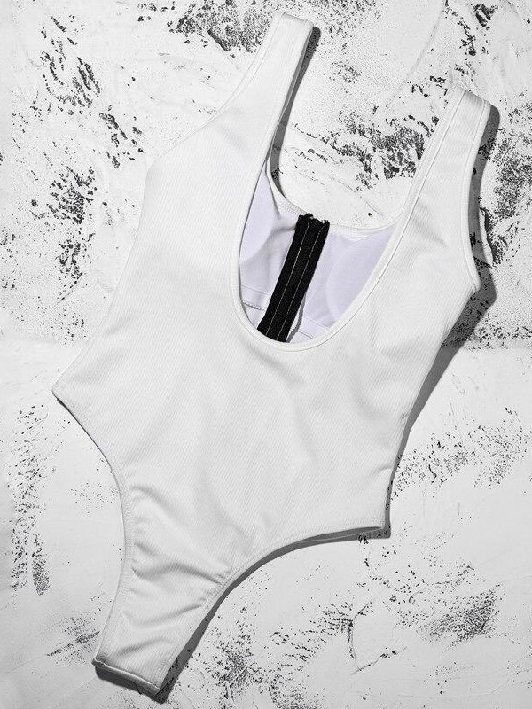 White Swimwear Women 2021 New Arrival Padded Zipper Patchwork Sexy One Piece Swimsuit Female Bathing Suit Monokini - Takalr