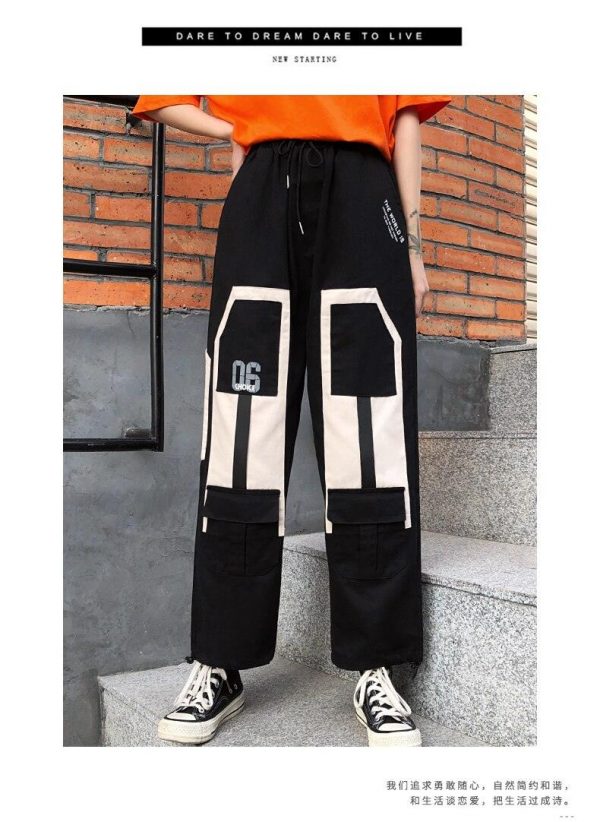 Harajuku Big Pocket Cargo Pants Women High Waist Streetwear Wide leg Casual Pants Women - Takalr