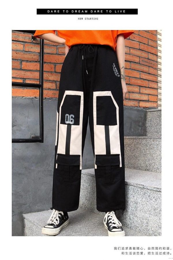 Harajuku Big Pocket Cargo Pants Women High Waist Streetwear Wide leg Casual Pants Women - Takalr