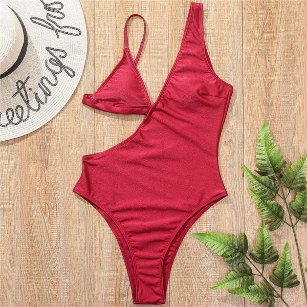 5 Colors Colorful Sexy Asymmetrical Women Swimwear One Piece Swimsuit Female Leopard Bather Bathing Suit Swim - Takalr