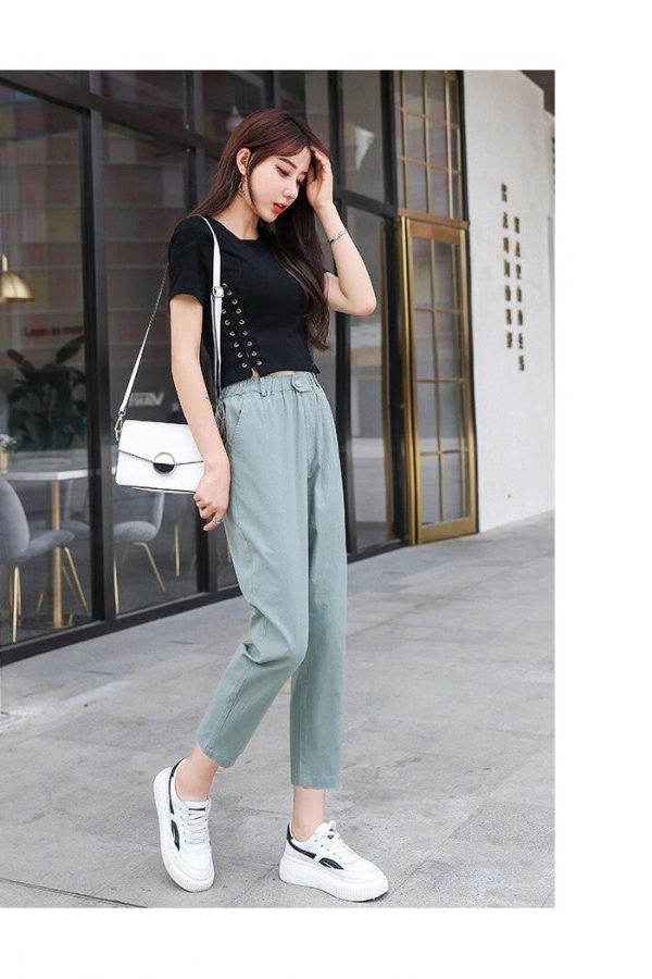 Summer Cotton Large size 5XL Cotton High Waist Women Pants Casual Pants Female Harajuku Loose Women Cargo pants - Takalr