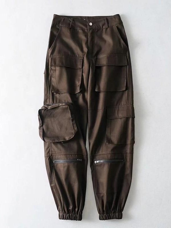 Spring Big Pocket Handsome Cargo Pants Zipper High Waist Camouflage Casual Streetwear Trousers Hip Hop Loose Sport Pants - Takalr