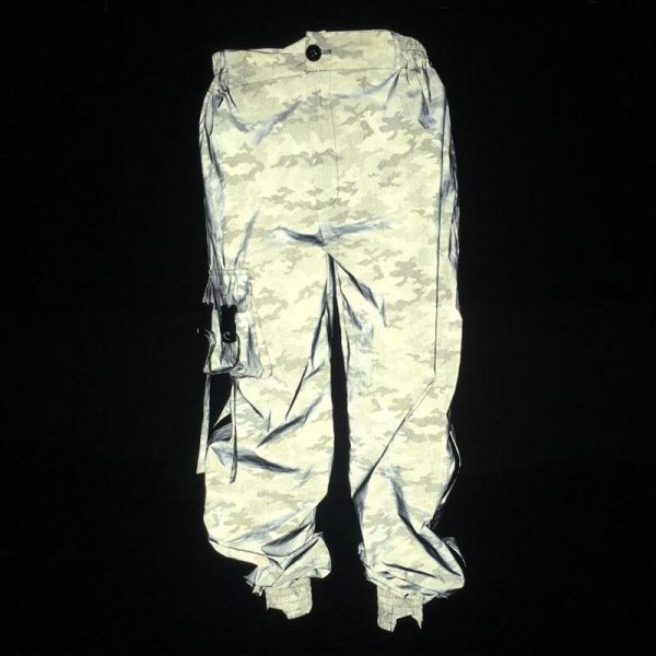 Spring Reflective Pants Women Mesh Patchwork Side Zipper Breathable Camouflage Pants Reflective beam Trousers - Takalr