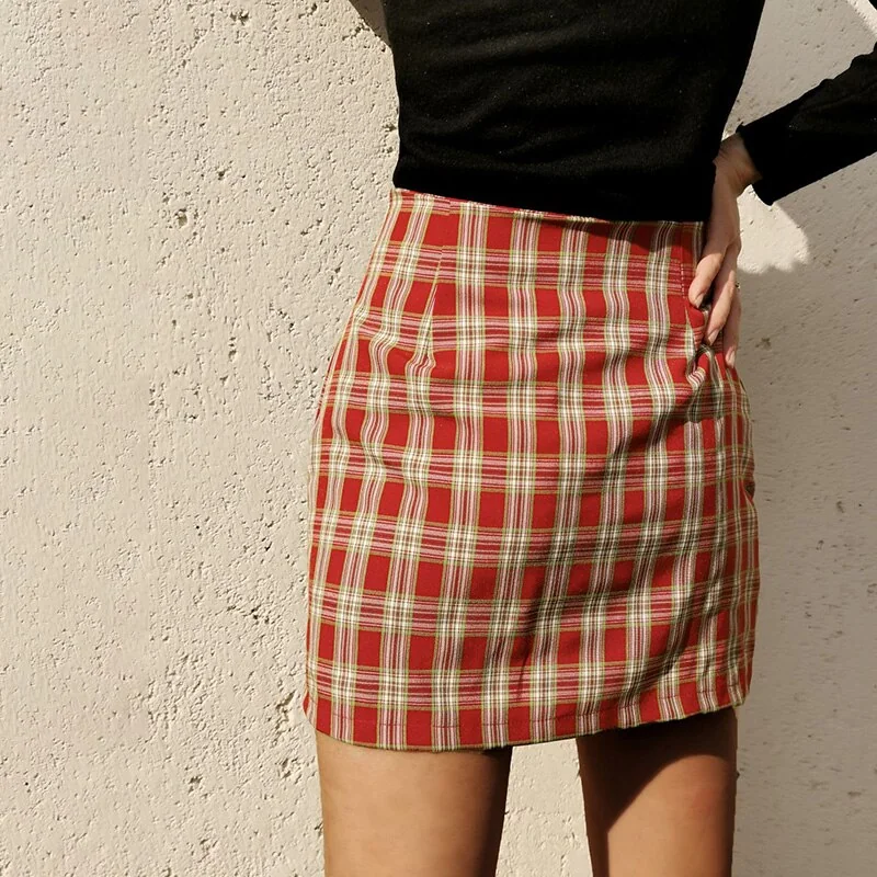 Fashion Plaid Preppy Style A-Line Mini Skirt Classic Elegant High Quality Sexy Split Hip Skirt Autumn Arrival - Image 13