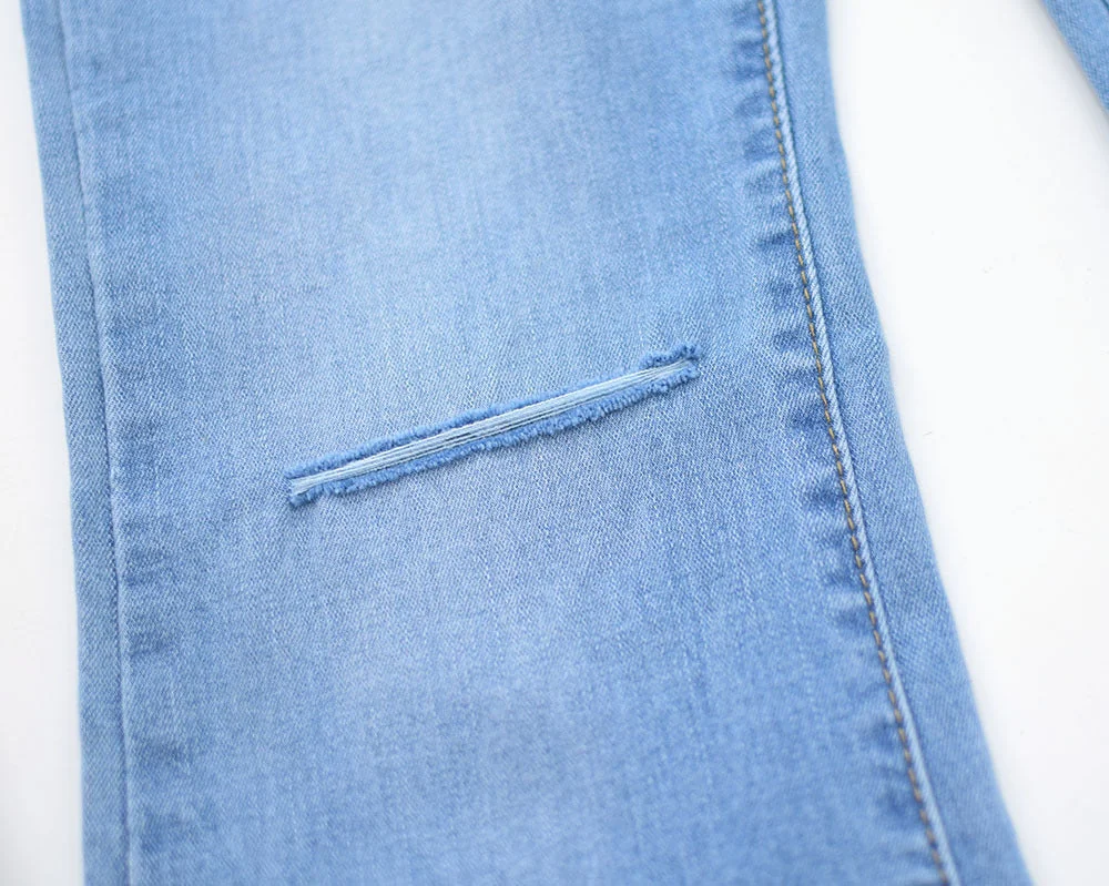 Women High Waist Stretch Jeans Ripped Micro Flare Street Pants - Image 10