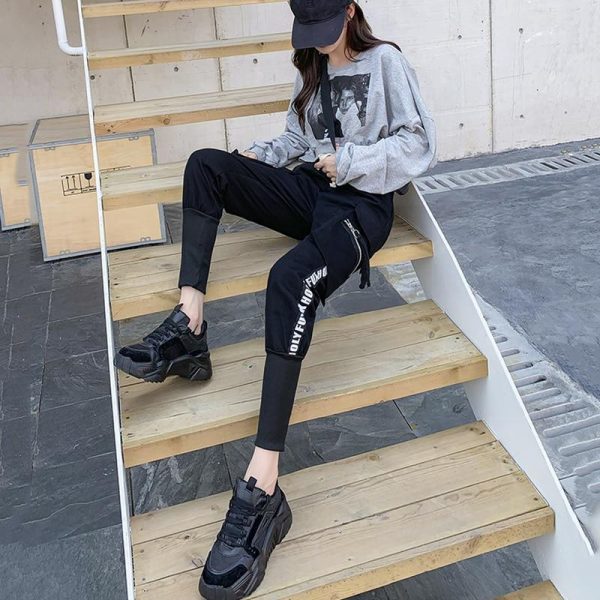 Spring  Cargo Pants Female Harajuku Loose BF Trousers Women Autumn High Waist Sports Casual Pants Women - Takalr