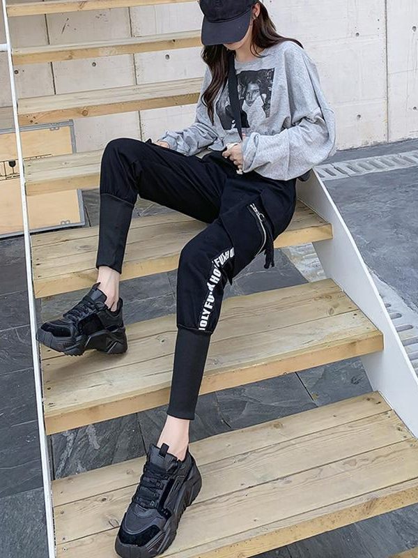 Spring  Cargo Pants Female Harajuku Loose BF Trousers Women Autumn High Waist Sports Casual Pants Women - Takalr