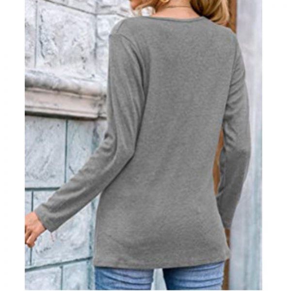 Women V-Neck Solid T-Shirt Loose Long Sleeve Plus Size Shirts Autumn Spring Pullover Tops 2020 Female Cotton Tee Shirts - Takalr