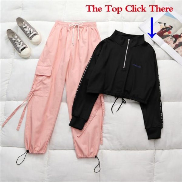 Spring Cargo Pants Student Sport Casual Sweatpants  Women Black High Waist Pocket Trousers Streetwear Womens Joggers Sweatpants - Takalr