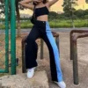 Casual High Waist Loose Women Denim Jeans Streetwear Patchwork Vintage Long Wide Leg Pants Female Trousers  Fashion