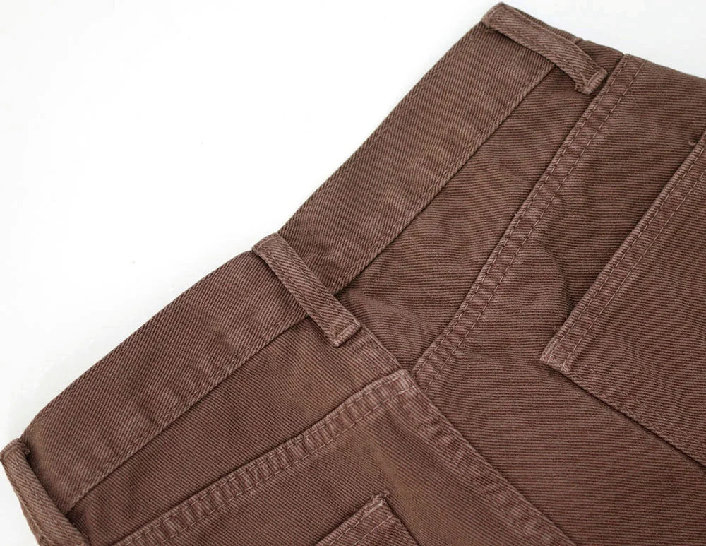 High Waist Straight Loose Jeans Chocolate Color Denim Trousers Retro Jeans - Image 19