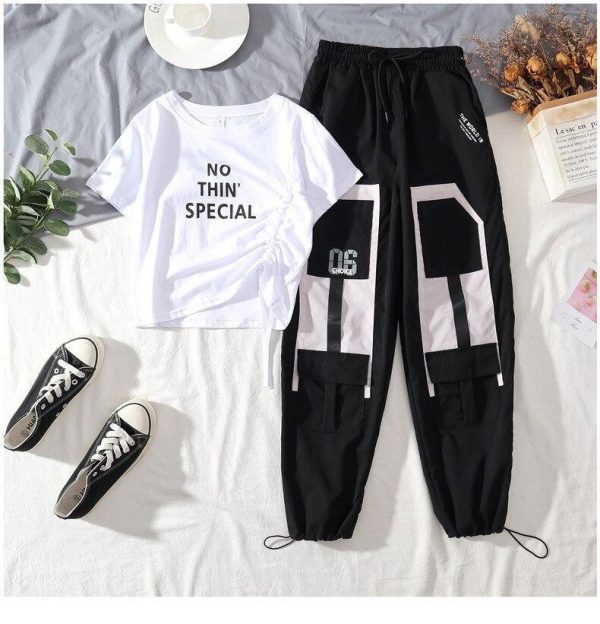 Harajuku Big Pocket Cargo Pants Women High Waist Streetwear Wide leg Casual Pants Women - Takalr