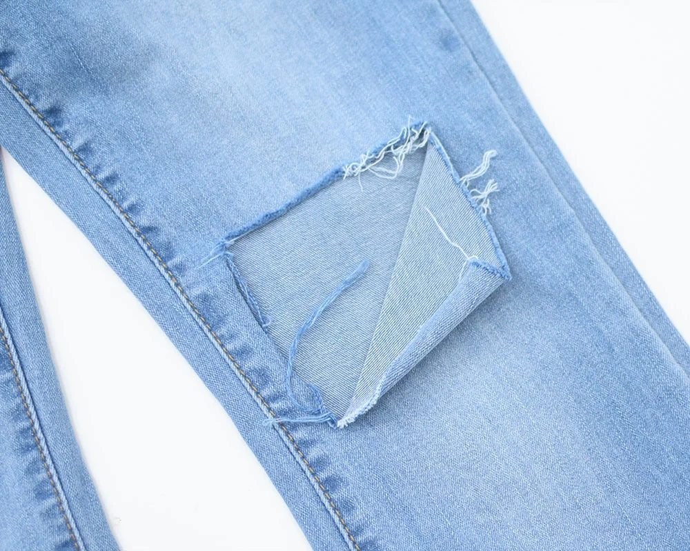 Women High Waist Stretch Jeans Ripped Micro Flare Street Pants - Image 11