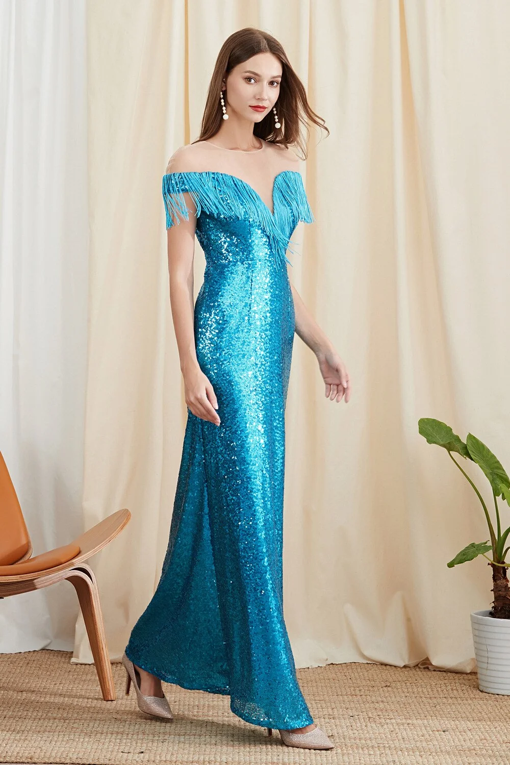 Women's Party Dresses O Neck Short Sleeves Tassels Sequined Patchwork Elegant Long Prom Dresses - Image 10
