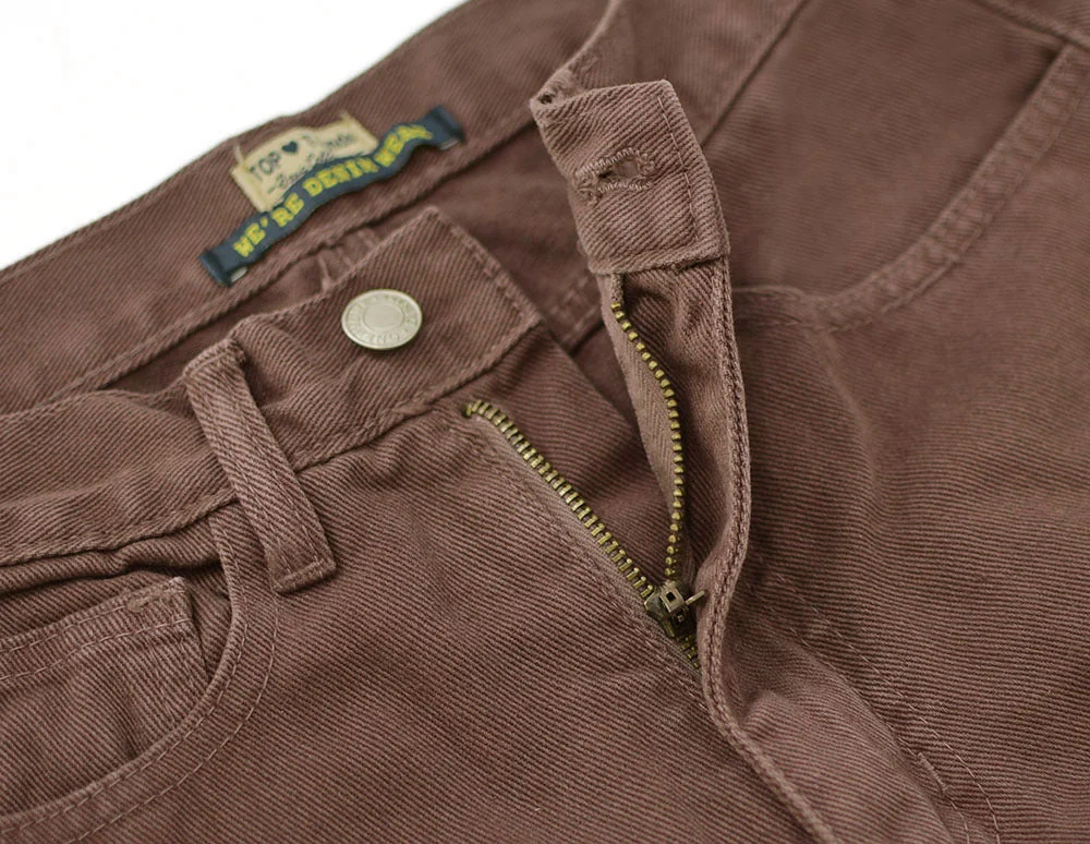 High Waist Straight Loose Jeans Chocolate Color Denim Trousers Retro Jeans - Image 14