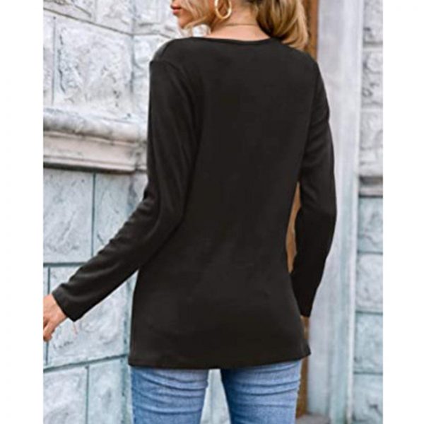 Women V-Neck Solid T-Shirt Loose Long Sleeve Plus Size Shirts Autumn Spring Pullover Tops 2020 Female Cotton Tee Shirts - Takalr