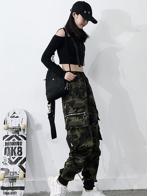 Spring Military Cargo Pants Women Camouflage Streetwear Casual Trousers Men Hip Pop High Waist Sweatpants Harajuku Loose Joggers - Takalr