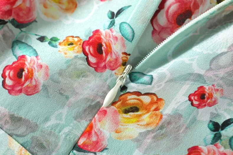 100% Silk Women's Dresses V Neck Short Sleeves Printed Sash Belt Fashion Summer Dress Vestidos - Image 10