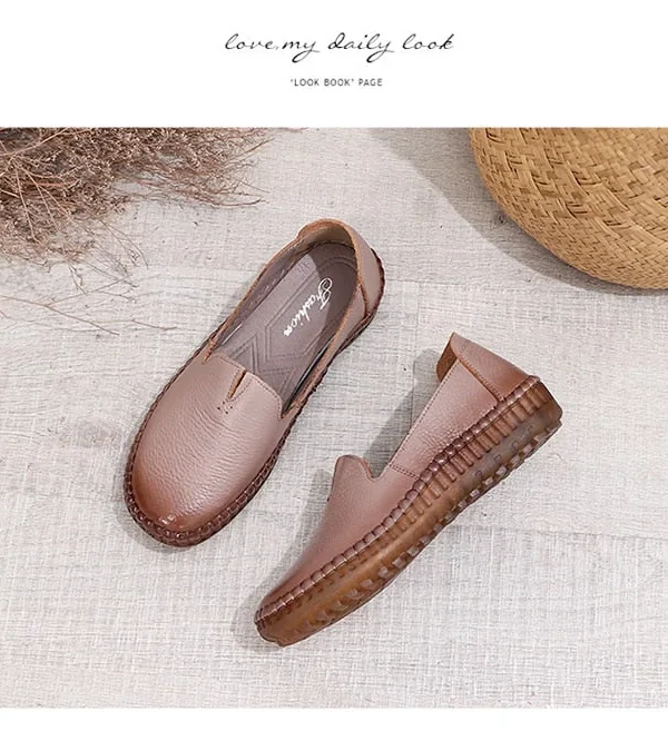 Soft Bottom Women Flats Genuine Leather Mother Shoes Comfort Oxford Shoes For Women Shoes Women Loafers Moccasins