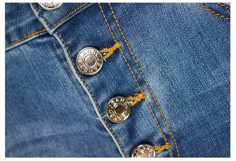 Ripped Mid-waist Stretch Jeans Women's Trousers Pencil Pants Split Hem Destroy Jeans - Image 10
