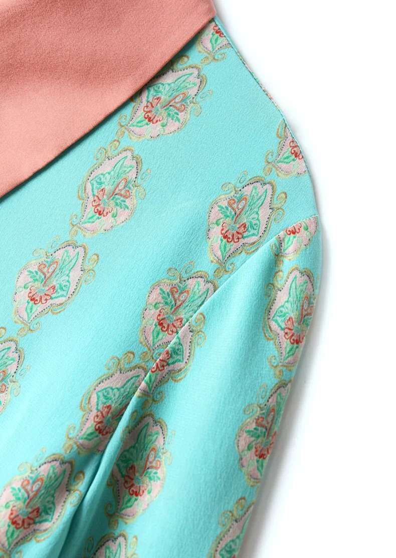 100% Silk Women's Shirt Turn Down Collar Printed Long Sleeves Fashion Blouse Tops - Image 12