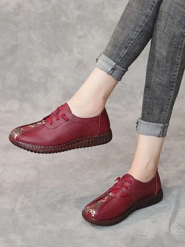 Genuine Leather Flat Shoes Woman Handmade Leather Loafers Flexible Spring Casual Shoes Woman Flats Zapatos Mujer