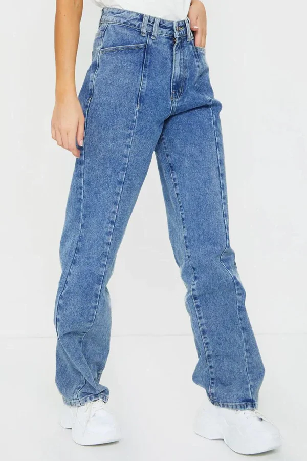 Women High Waist Loose Straight Jeans Carrot Leg Harem Pants