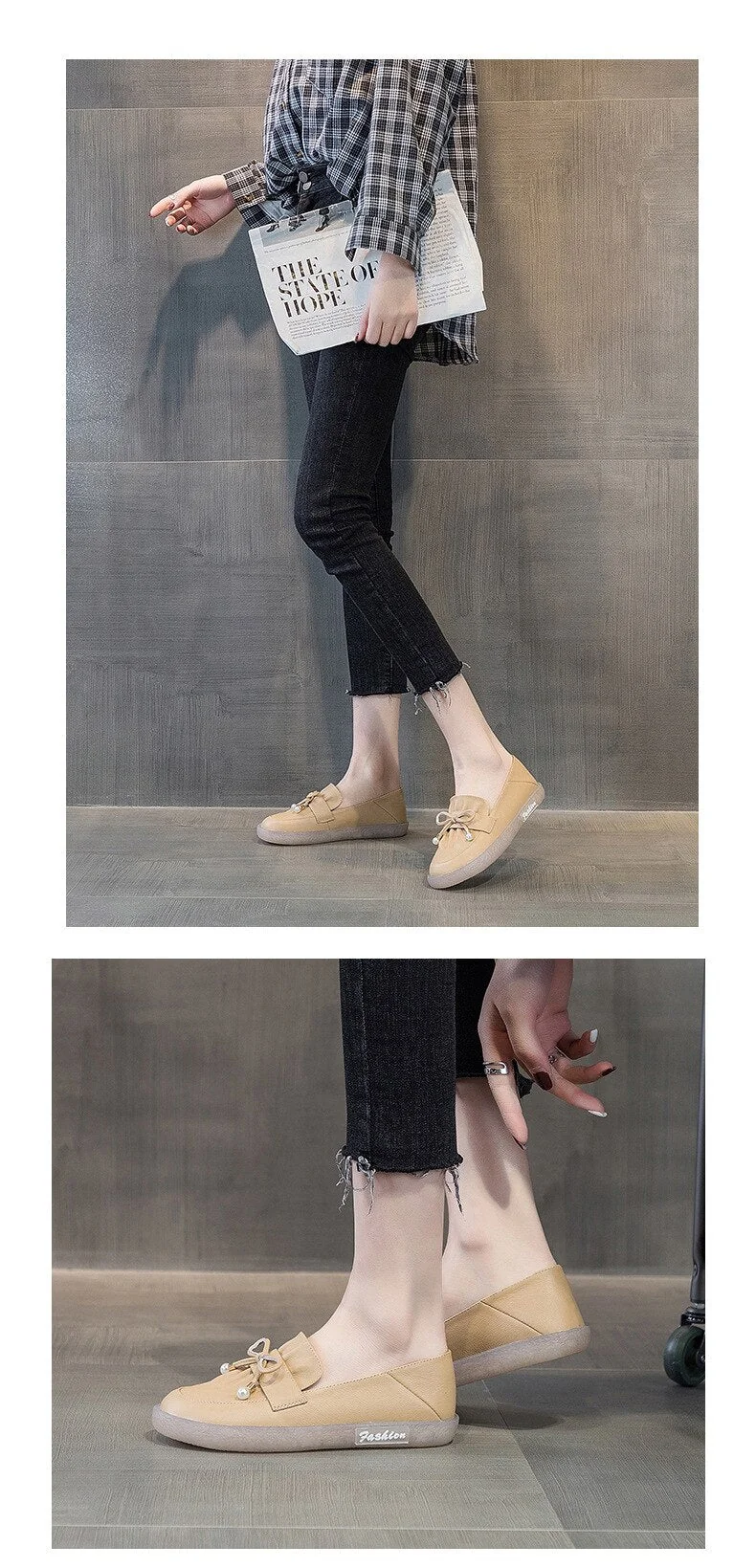 Fashion Genuine Leather Breathable Sneakers Women Flats Ladies Slip on Fashion White Shoes Zapatos De Mujer Zapatos - Image 9