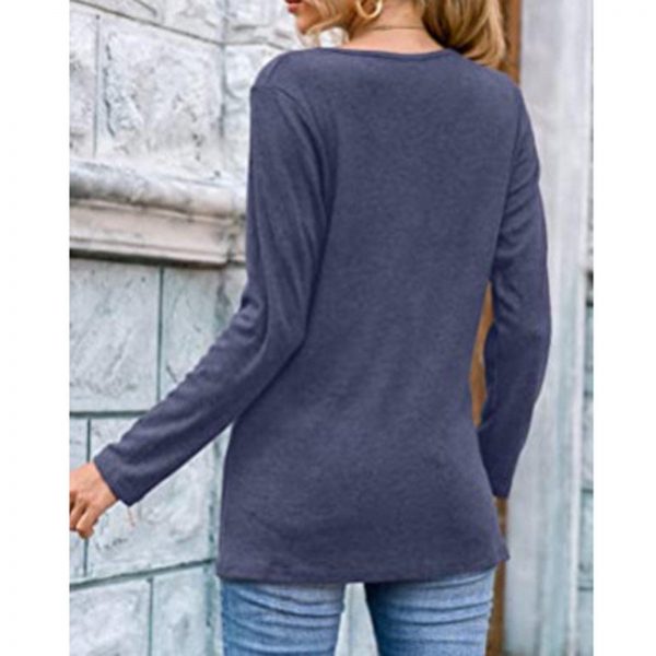 Women V-Neck Solid T-Shirt Loose Long Sleeve Plus Size Shirts Autumn Spring Pullover Tops 2020 Female Cotton Tee Shirts - Takalr