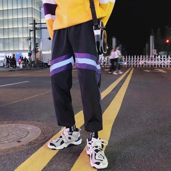 New Hip Hop Reflective pants Harajuku Casual Black Cargo Pants Women Elastic High Waist Pants Streetwear Sweatpants Jogger - Takalr