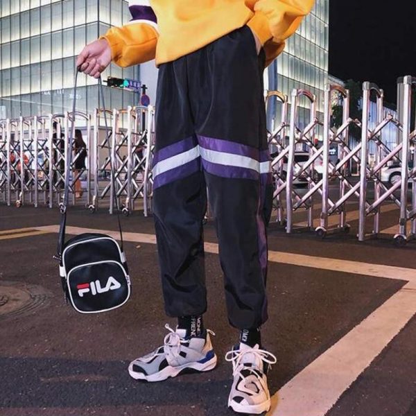 New Hip Hop Reflective pants Harajuku Casual Black Cargo Pants Women Elastic High Waist Pants Streetwear Sweatpants Jogger - Takalr