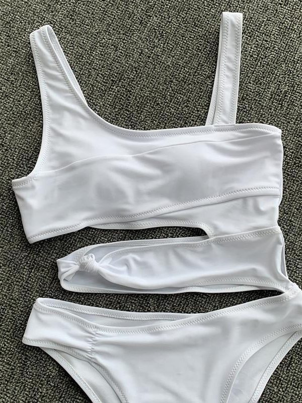 2021 Cut Out One Piece Swimsuit Female Sexy Push Up Monokini White High Cut Swimwear Women Beachwear New Bathing Suits - Takalr